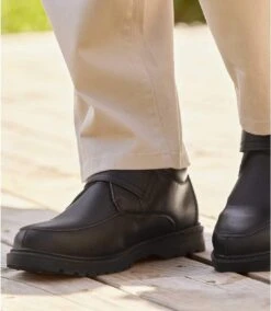 Men's Brown Hook-and-Loop Leather Boots -Featured Men'S Clothing Stores 03ed664308badc0e6a3f19c5e90a18da