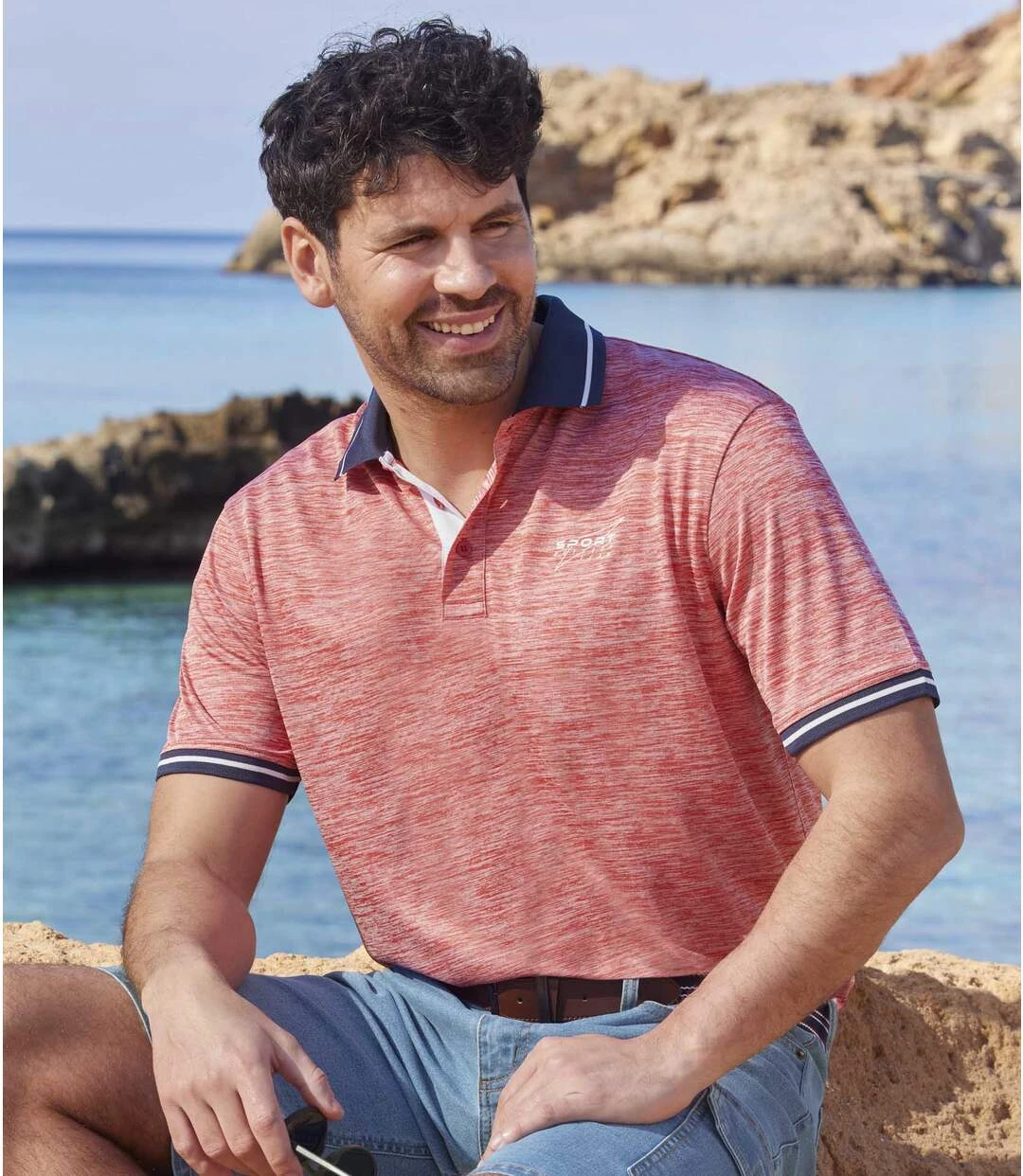 Pack Of 3 Men's Summer Polo Shirts - Green Coral Blue 8 Pack Of 3 Men's Summer Polo Shirts - Green Coral Blue - Image 6