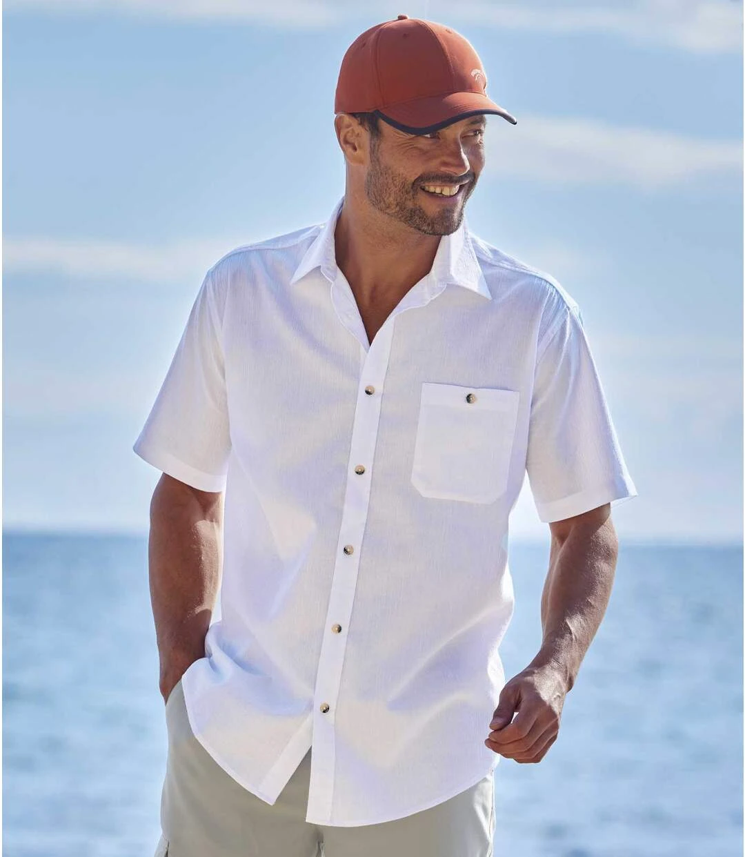 Pack Of 2 Men's Crepe Summer Shirts - White Terracotta 6 Pack Of 2 Men's Crepe Summer Shirts - White Terracotta - Image 4
