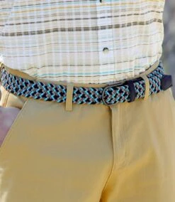 Men's Blue & Beige Braided Belt -Featured Men'S Clothing Stores 046637cbb080e2e41c3a0b3d36e5de72