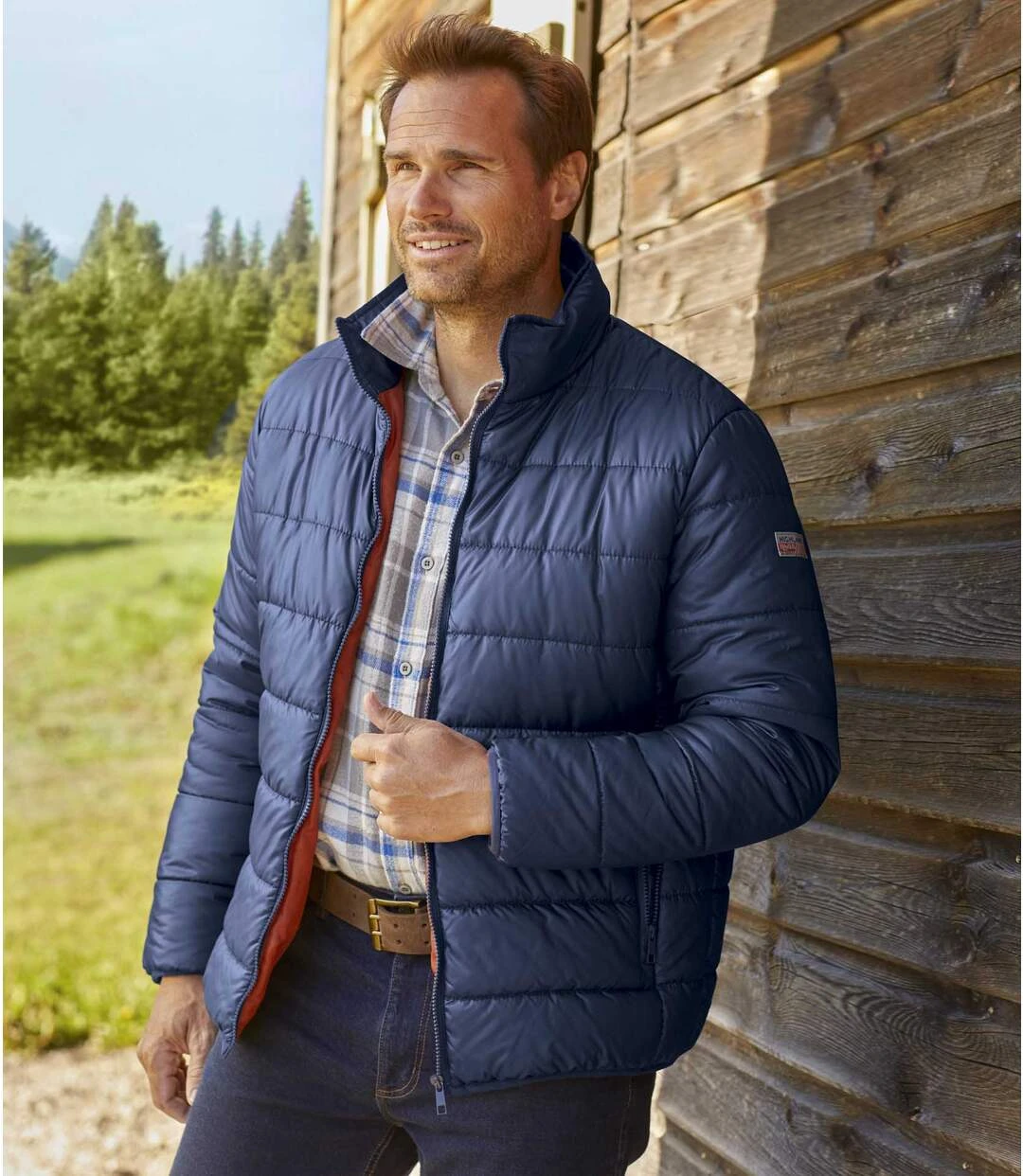 Men's Blue Lightweight Puffer Jacket 3 Men's Blue Lightweight Puffer Jacket