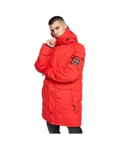 Crosshatch Mens Milwaka Long Padded Jacket (Red)