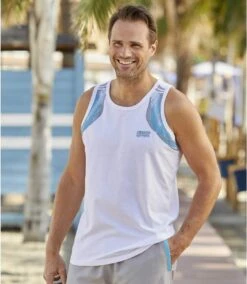 Pack Of 3 Men's Sporty Graphic Tank Tops - Black White Turquoise 13 Pack Of 3 Men's Sporty Graphic Tank Tops - Black White Turquoise -Featured Men'S Clothing Stores 0846b41d1eb75b9e52bfde4529bcb2c6