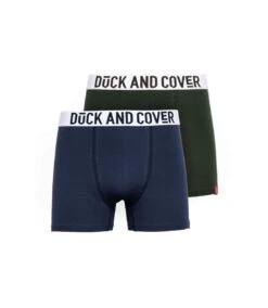 Duck And Cover Mens Galton Boxer Shorts (Pack Of 2) (Green/Blue)