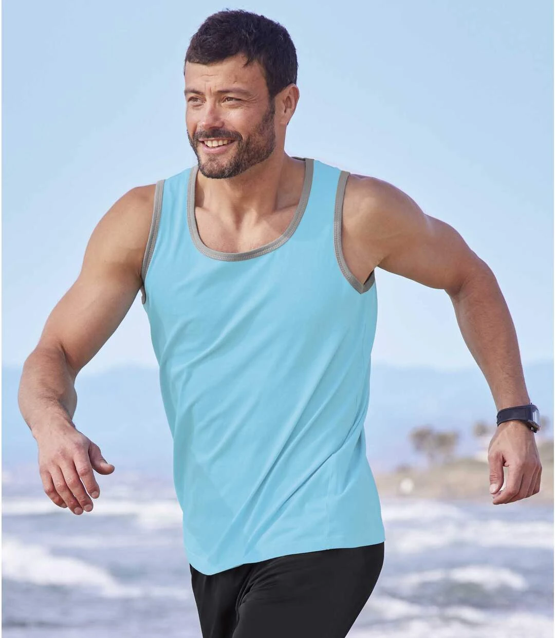 Pack Of 3 Men's Cotton Tank Tops - Black Lime Green Blue 6 Pack Of 3 Men's Cotton Tank Tops - Black Lime Green Blue - Image 4