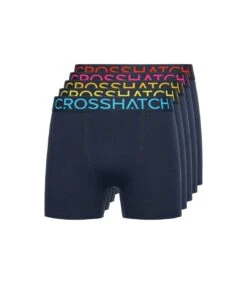 Crosshatch Mens Chasma Boxer Shorts (Pack Of 5) (Navy)