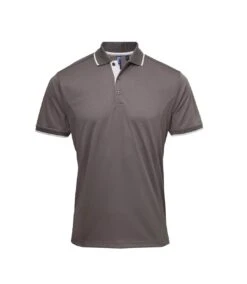 Premier® Premier Mens Coolchecker Contrast Pique Polo Shirt (Dark Grey/Silver)