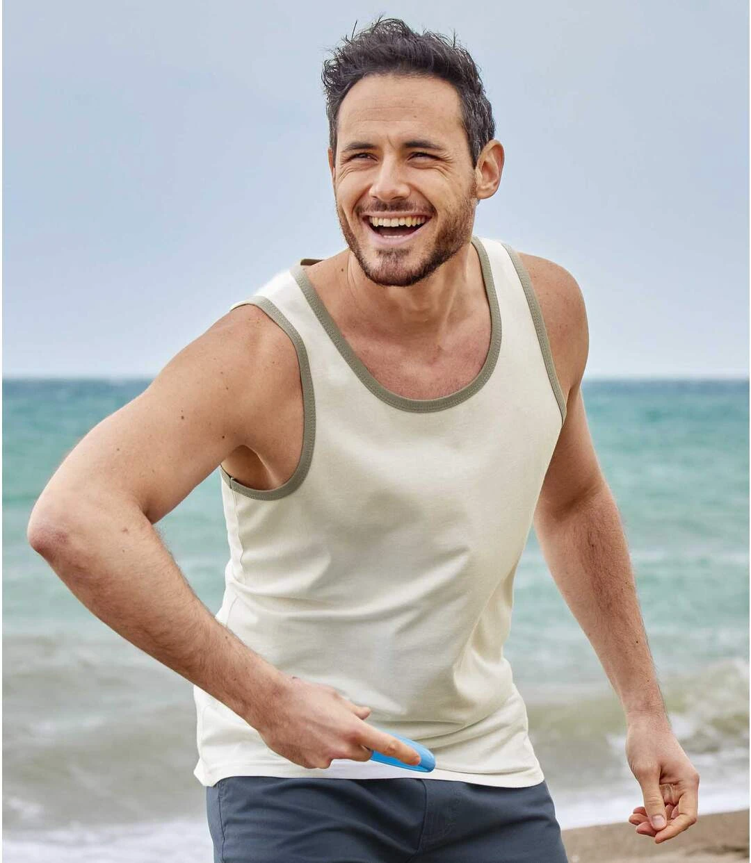 Pack Of 3 Classic Men's Tank Tops - Red Blue White 6 Pack Of 3 Classic Men's Tank Tops - Red Blue White - Image 4