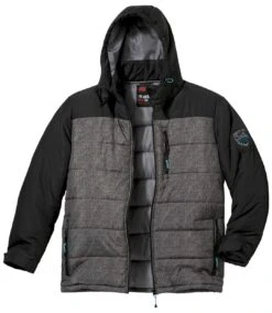 Men's Grey And Black Hooded Puffer Jacket - Water-Repellent -Featured Men'S Clothing Stores 0f2137ebe453f6014b66a497dace2c78