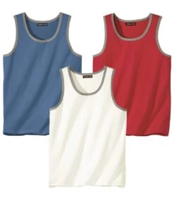 Pack Of 3 Classic Men's Tank Tops - Red Blue White