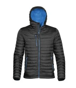 Stormtech Mens Gravity Hooded Thermal Winter Jacket (Durable Water Resistant) (Black/Marine Blue)