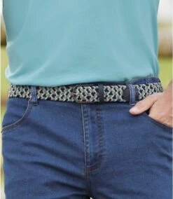 Men's Blue & Beige Braided Belt -Featured Men'S Clothing Stores 11a8c94ad785dd1df8bbe0ad00930379