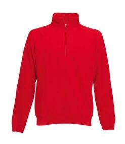 Fruit Of The Loom Mens Zip Neck Sweatshirt Top (Red)