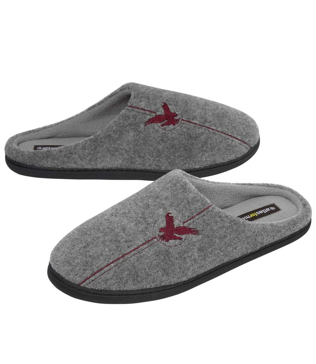 Men's Grey Fleece-Lined Slippers 3 Men's Grey Fleece-Lined Slippers