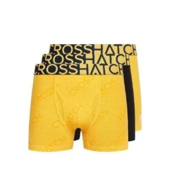 Crosshatch Mens Typan Boxer Shorts (Pack Of 3) (Yellow)