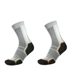 1000 Mile Mens Trek Recycled Socks (Pack Of 2) (Black/Orange/Green)