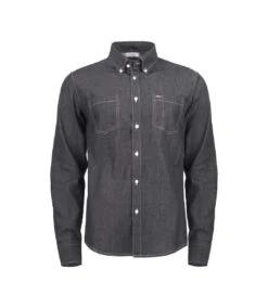 James Harvest Mens Jupiter Denim Look Shirt (Black)