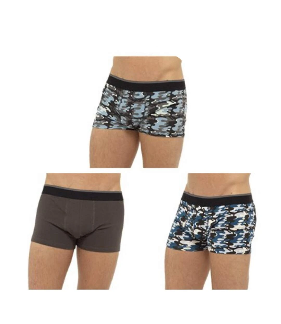 Tom Franks Mens Camo Boxer Shorts (Pack Of 3) (Grey Camo) 4 Tom Franks Mens Camo Boxer Shorts (Pack Of 3) (Grey Camo) - Image 2