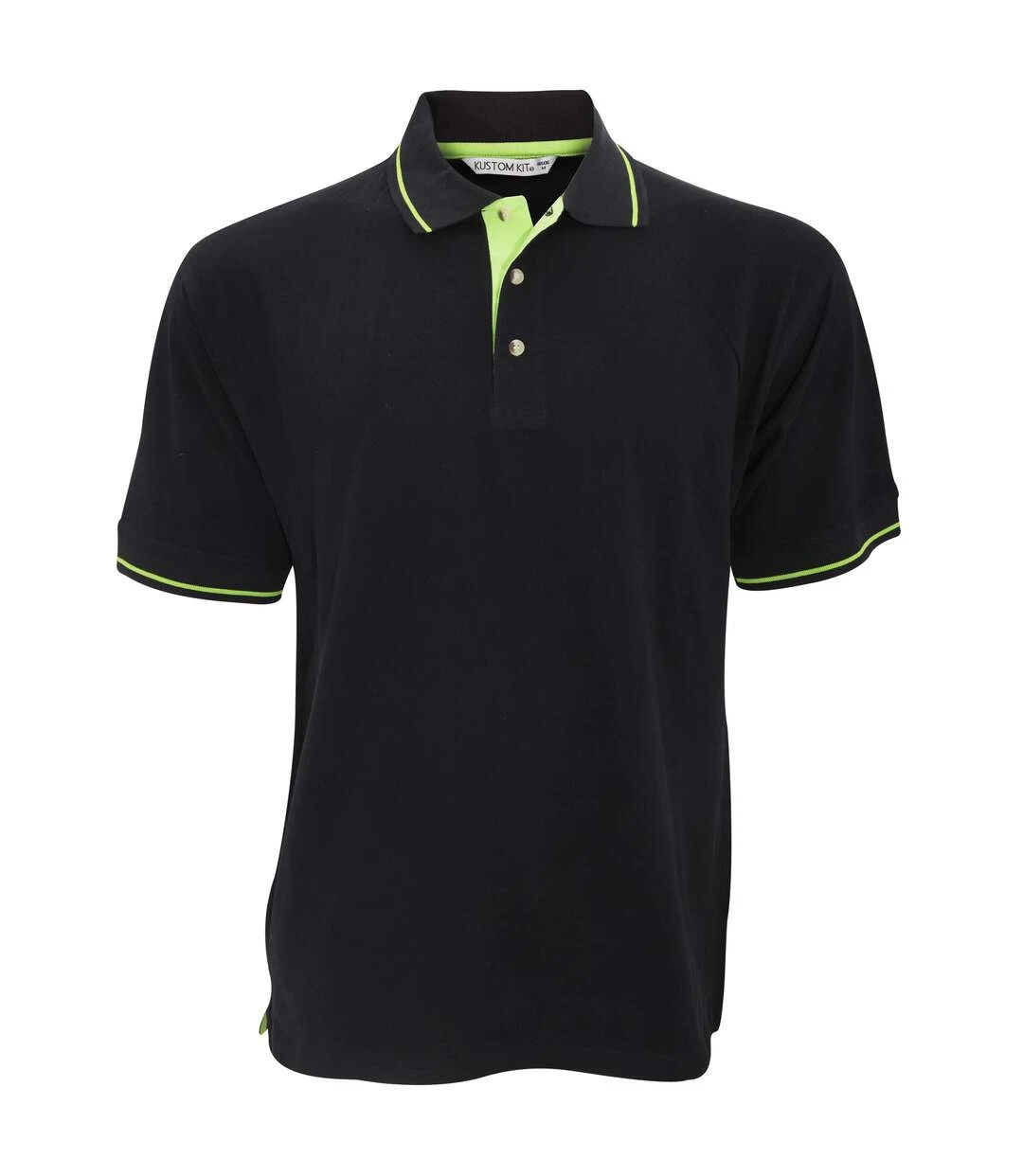 Kustom Kit Mens St. Mellion Mens Short Sleeve Polo Shirt (Black/Lime) 3 Kustom Kit Mens St. Mellion Mens Short Sleeve Polo Shirt (Black/Lime)