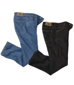 Pack Of 2 Men's Regular Stretch Jeans - Blue Black