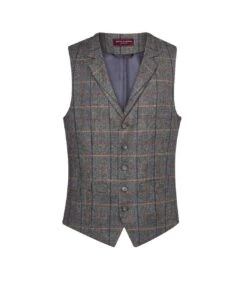 Brook Taverner Mens Memphis Waistcoat (Gray Brown Check)