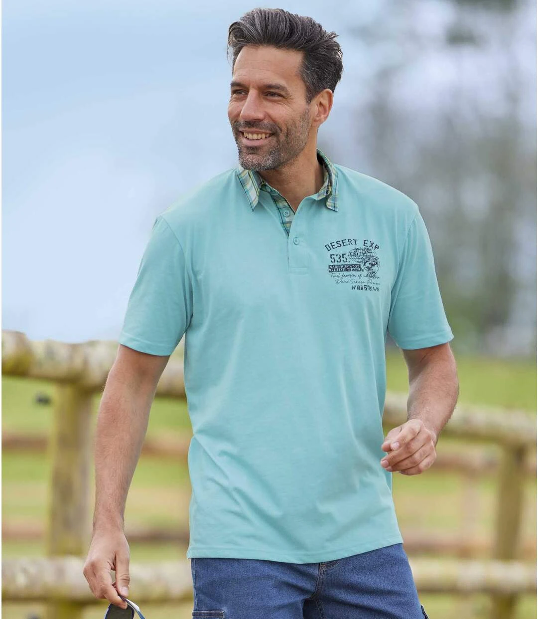 Men's Turquoise Polo Shirt 4 Men's Turquoise Polo Shirt - Image 2