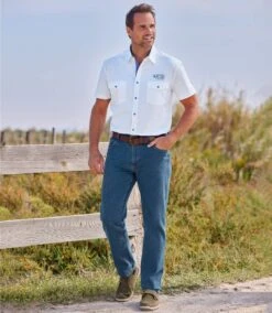 Men's Regular Stretch Summer Jeans - Light Blue -Featured Men'S Clothing Stores 23c24cfe5aa26495e3f8a5edbaa1f042