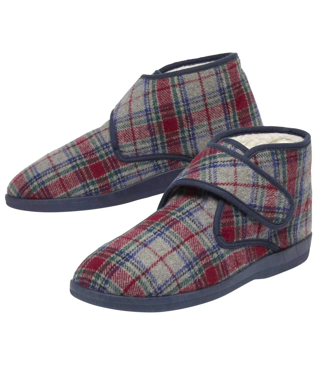 Men's Red & Grey Sherpa-Lined Slippers 3 Men's Red & Grey Sherpa-Lined Slippers