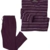 Men's Striped Microfleece Pyjamas - Plum