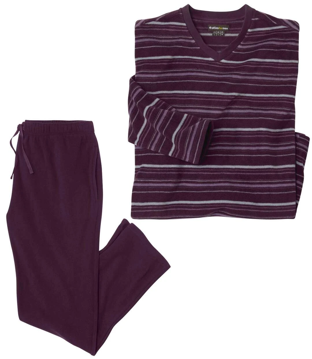 Men's Striped Microfleece Pyjamas - Plum 3 Men's Striped Microfleece Pyjamas - Plum