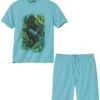 Men's Panther Print Pyjama Short Set - Turquoise -Featured Men'S Clothing Stores 276b54d75e4bb79377ad0bff8f2ce970