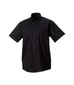 Russell Collection Mens Ultimate Non-Iron Short-Sleeved Shirt (Black)