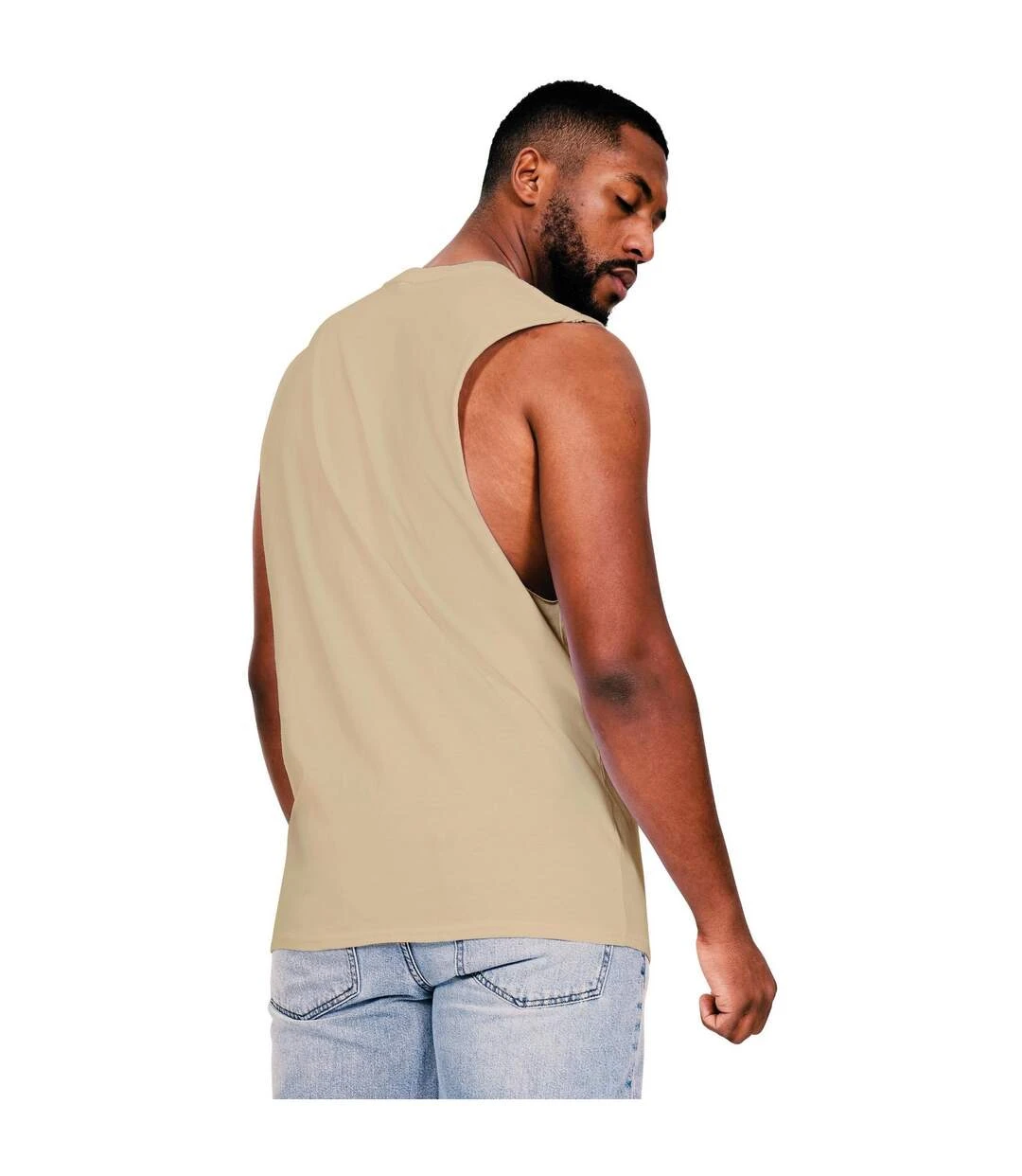 Casual Classics Mens Core Ringspun Cotton Raw Edge Tall Tank Top (Sand) 4 Casual Classics Mens Core Ringspun Cotton Raw Edge Tall Tank Top (Sand) - Image 2
