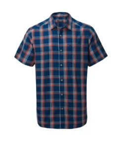 Craghoppers Mens Rafie Checked Shirt (Poseidon Blue/Orange)
