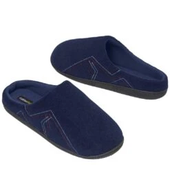 Men's Navy Fleece-Lined Slippers