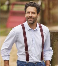 Men's Striped Burgundy Suspenders Gift Set -Featured Men'S Clothing Stores 2a3f96cb35cfb63fd968c020e487f472