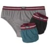 Pack Of 3 Men's Plain Briefs - Grey Black Green