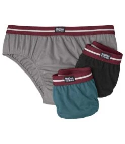 Pack Of 3 Men's Plain Briefs - Grey Black Green