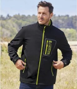 Men's Microfleece-Lined Softshell Jacket - Black Lime Green 10 Men's Microfleece-Lined Softshell Jacket - Black Lime Green -Featured Men'S Clothing Stores 2d2671a177ce157b7affec9fa16d6993