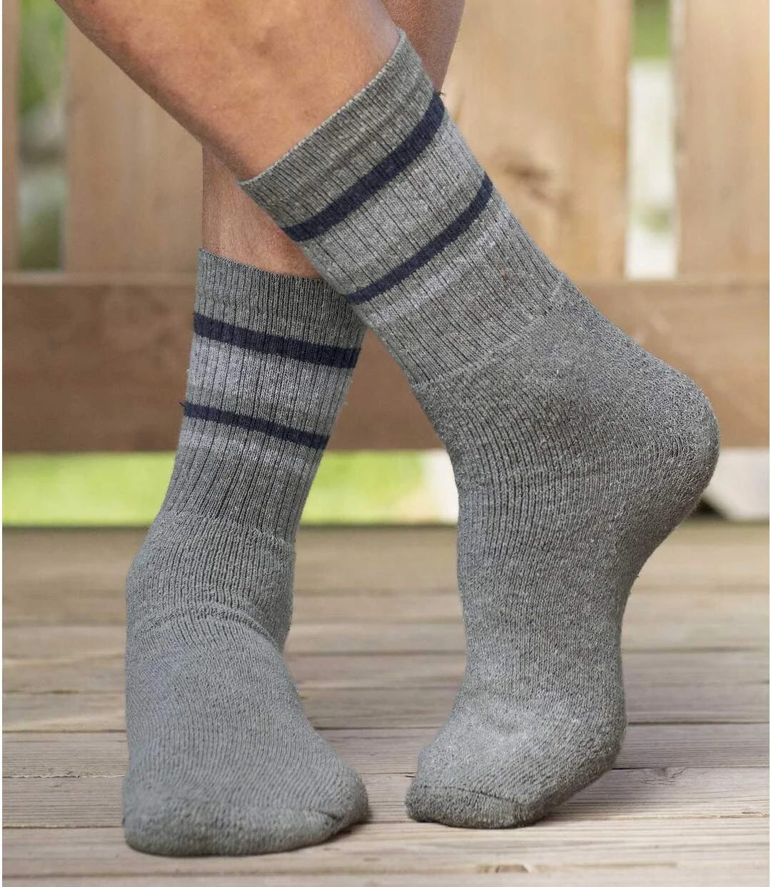 Pack Of 5 Pairs Of Men's Sports Socks - 3 Grey Black Blue 4 Pack Of 5 Pairs Of Men's Sports Socks - 3 Grey Black Blue - Image 2