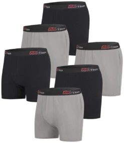 Pack Of 6 Men's Plain Boxer Shorts - 3 Black 3 Grey