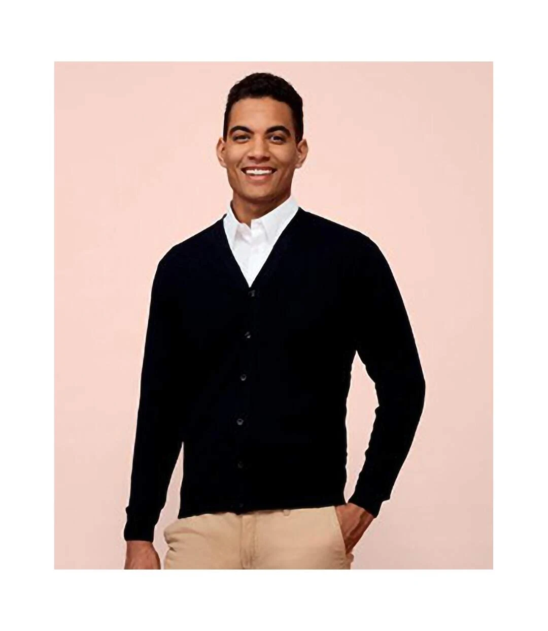 SOLS Mens Golden V Neck Cardigan (Black) 6 SOLS Mens Golden V Neck Cardigan (Black) - Image 4