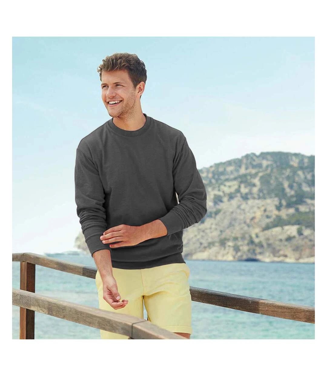 Fruit Of The Loom Mens Lightweight Set-In Sweatshirt (Light Graphite) 4 Fruit Of The Loom Mens Lightweight Set-In Sweatshirt (Light Graphite) - Image 2