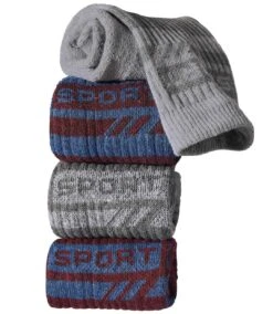 Pack Of 4 Pairs Of Men's Sports Socks - Burgundy Grey Indigo
