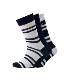 Farah Mens Falton Striped Socks (Pack Of 3) (Black/White)