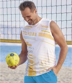 Pack Of 3 Men's Sporty Tank Tops - Grey White Yellow -Featured Men'S Clothing Stores 37a9015b29011ccd981629f99b1bc05e