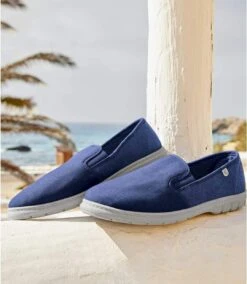 Men's Blue Denim And Canvas Moccasins -Featured Men'S Clothing Stores 3806578a39e27d7f892dbec04f9ca0a8