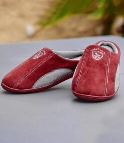 Men's Burgundy Faux-Suede Slippers -Featured Men'S Clothing Stores 382ca358f7792dcd168b4077b38f00e8