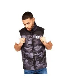 Crosshatch Mens Gooseback Camo Vest (Black)