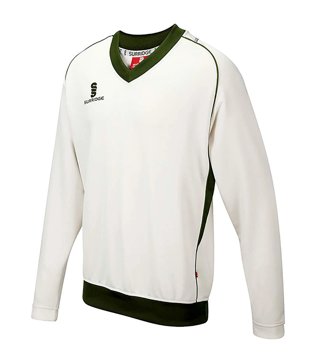 Surridge Mens Fleece Lined Sweater / Sports / Cricket (White/ Navy Trim) 5 Surridge Mens Fleece Lined Sweater / Sports / Cricket (White/ Navy Trim) - Image 3